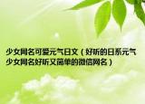 少女网名可爱元气日文（好听的日系元气少女网名好听又简单的微信网名）
