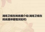 湖南卫视在线直播介绍(湖南卫视在线直播详细情况如何)
