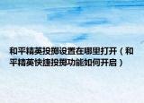 和平精英投掷设置在哪里打开（和平精英快捷投掷功能如何开启）