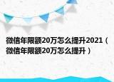 微信年限额20万怎么提升2021（微信年限额20万怎么提升）