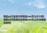 我的sd卡变成未知容量raw怎么办介绍(我的sd卡变成未知容量raw怎么办详细情况如何)