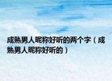 成熟男人昵称好听的两个字（成熟男人昵称好听的）