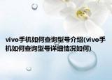 vivo手机如何查询型号介绍(vivo手机如何查询型号详细情况如何)