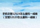 手机交管12123怎么查科一成绩（交管12123怎么查科一成绩）