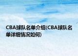 CBA球队名单介绍(CBA球队名单详细情况如何)