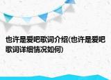 也许是爱吧歌词介绍(也许是爱吧歌词详细情况如何)