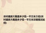 农村建房大概是多少钱一平方米介绍(农村建房大概是多少钱一平方米详细情况如何)