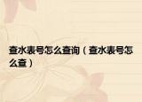查水表号怎么查询（查水表号怎么查）