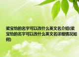 梁宝怡的名字可以改什么英文名介绍(梁宝怡的名字可以改什么英文名详细情况如何)