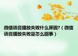 微信语音播放失败什么原因?（微信语音播放失败是怎么回事）