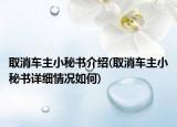 取消车主小秘书介绍(取消车主小秘书详细情况如何)