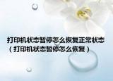 打印机状态暂停怎么恢复正常状态（打印机状态暂停怎么恢复）