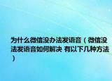 为什么微信没办法发语音（微信没法发语音如何解决 有以下几种方法）
