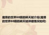 魔兽的世界80级防骑天赋介绍(魔兽的世界80级防骑天赋详细情况如何)