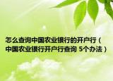 怎么查询中国农业银行的开户行（中国农业银行开户行查询 5个办法）