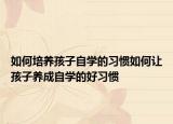 如何培养孩子自学的习惯如何让孩子养成自学的好习惯