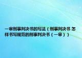 一审刑事判决书的写法（刑事判决书 怎样书写规范的刑事判决书（一审））