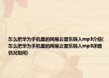 怎么把华为手机里的网易云音乐转入mp3介绍(怎么把华为手机里的网易云音乐转入mp3详细情况如何)