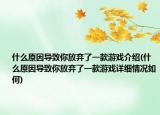 什么原因导致你放弃了一款游戏介绍(什么原因导致你放弃了一款游戏详细情况如何)