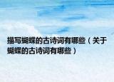 描写蝴蝶的古诗词有哪些（关于蝴蝶的古诗词有哪些）
