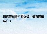 博客营销推广怎么做（博客营销推广）