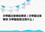 孕早期注意哪些事项（孕早期注意事项 孕早期需要注意什么）