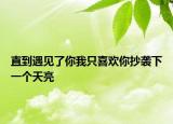 直到遇见了你我只喜欢你抄袭下一个天亮
