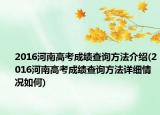 2016河南高考成绩查询方法介绍(2016河南高考成绩查询方法详细情况如何)