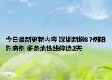 今日最新更新内容 深圳新增87例阳性病例 多条地铁线停运2天