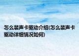 怎么装声卡驱动介绍(怎么装声卡驱动详细情况如何)