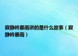 寂静岭暴雨讲的是什么故事（寂静岭暴雨）