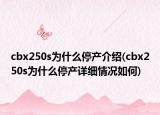 cbx250s为什么停产介绍(cbx250s为什么停产详细情况如何)