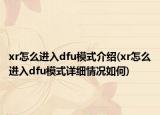 xr怎么进入dfu模式介绍(xr怎么进入dfu模式详细情况如何)