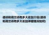 德语和荷兰语有多大差别介绍(德语和荷兰语有多大差别详细情况如何)