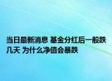 当日最新消息 基金分红后一般跌几天 为什么净值会暴跌