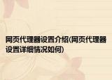 网页代理器设置介绍(网页代理器设置详细情况如何)