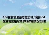 454在爱情里是啥意思呀介绍(454在爱情里是啥意思呀详细情况如何)
