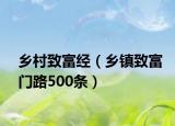 乡村致富经（乡镇致富门路500条）