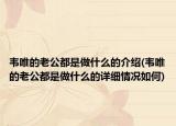 韦唯的老公都是做什么的介绍(韦唯的老公都是做什么的详细情况如何)