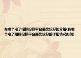 有哪个电子招标投标平台是比较好的介绍(有哪个电子招标投标平台是比较好的详细情况如何)