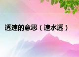 透速的意思（速水透）