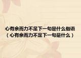 心有余而力不足下一句是什么俗语（心有余而力不足下一句是什么）