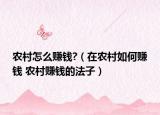 农村怎么赚钱?（在农村如何赚钱 农村赚钱的法子）