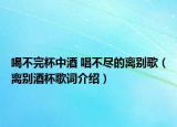 喝不完杯中酒 唱不尽的离别歌（离别酒杯歌词介绍）