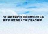 今日最新更新内容 大庆疫情预计多久恢复正常 疫情为什么严重了源头在哪里