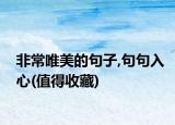 非常唯美的句子,句句入心(值得收藏)