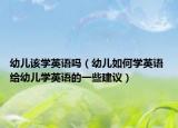 幼儿该学英语吗（幼儿如何学英语 给幼儿学英语的一些建议）