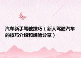 汽车新手驾驶技巧（新人驾驶汽车的技巧介绍和经验分享）