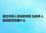 适合年轻人创业的项目 比较多人尝试的项目是什么