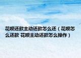 花呗还款主动还款怎么还（花呗怎么还款 花呗主动还款怎么操作）